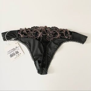 NWT La Perla dark gray thong panties underwear size small